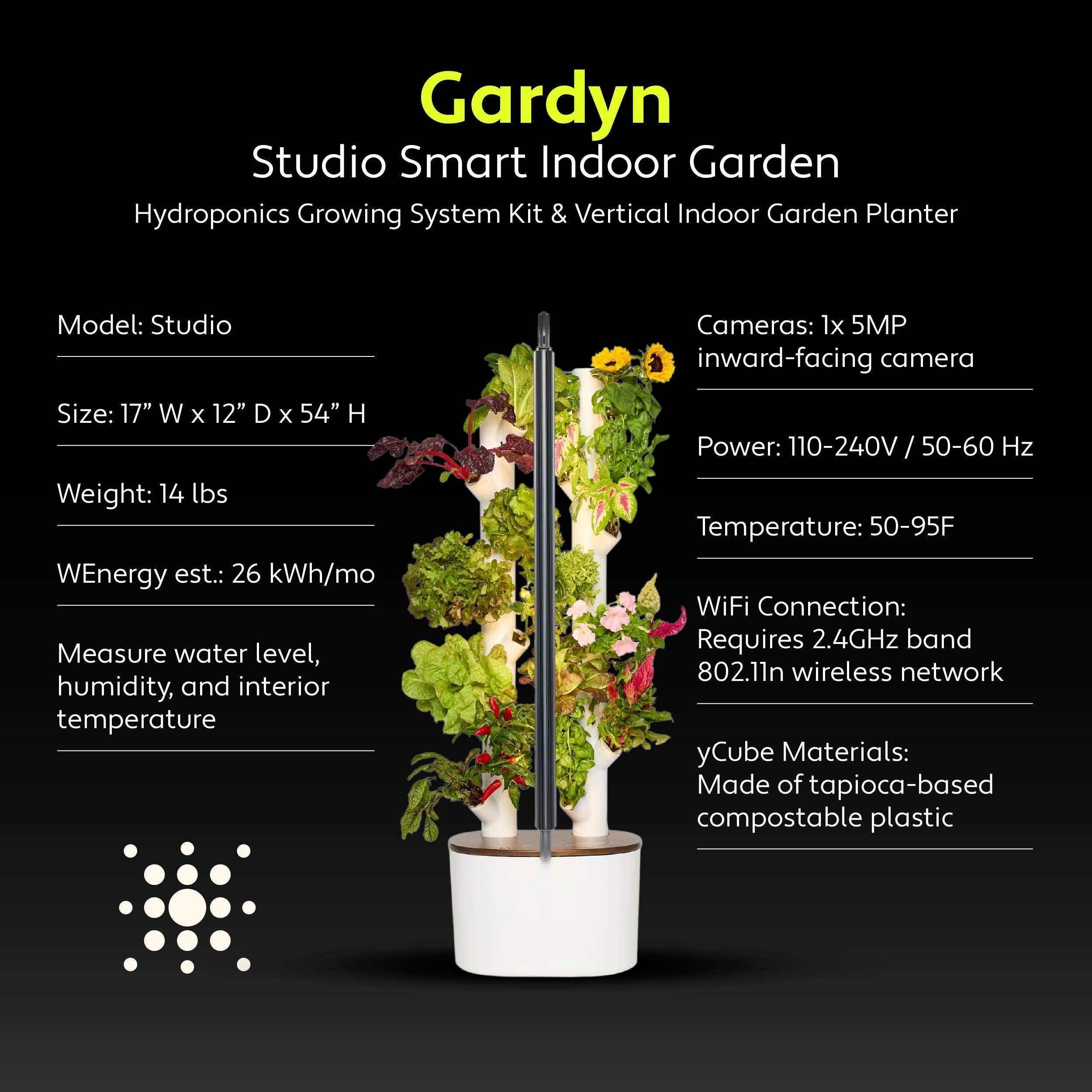 Gardyn Studio Hydroponic Growing System & Vertical Garden Planter