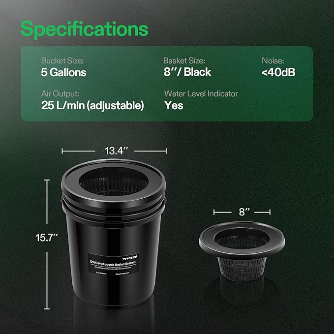 VIVOSUN DWC Hydroponics Grow System with Top Drip Kit (4 Buckets)