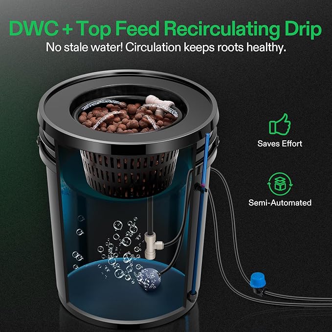 VIVOSUN DWC Hydroponics Grow System with Top Drip Kit (4 Buckets)