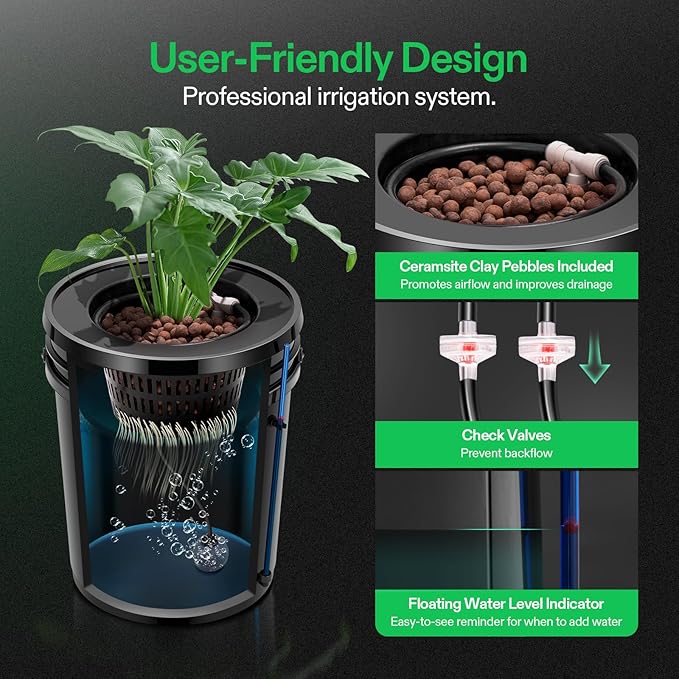 VIVOSUN DWC Hydroponics Grow System with Top Drip Kit (4 Buckets)