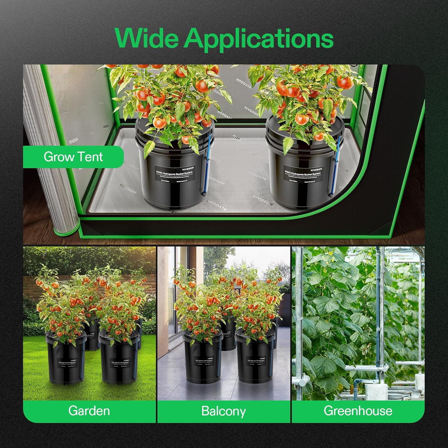 VIVOSUN DWC Hydroponics Grow System with Top Drip Kit (4 Buckets)