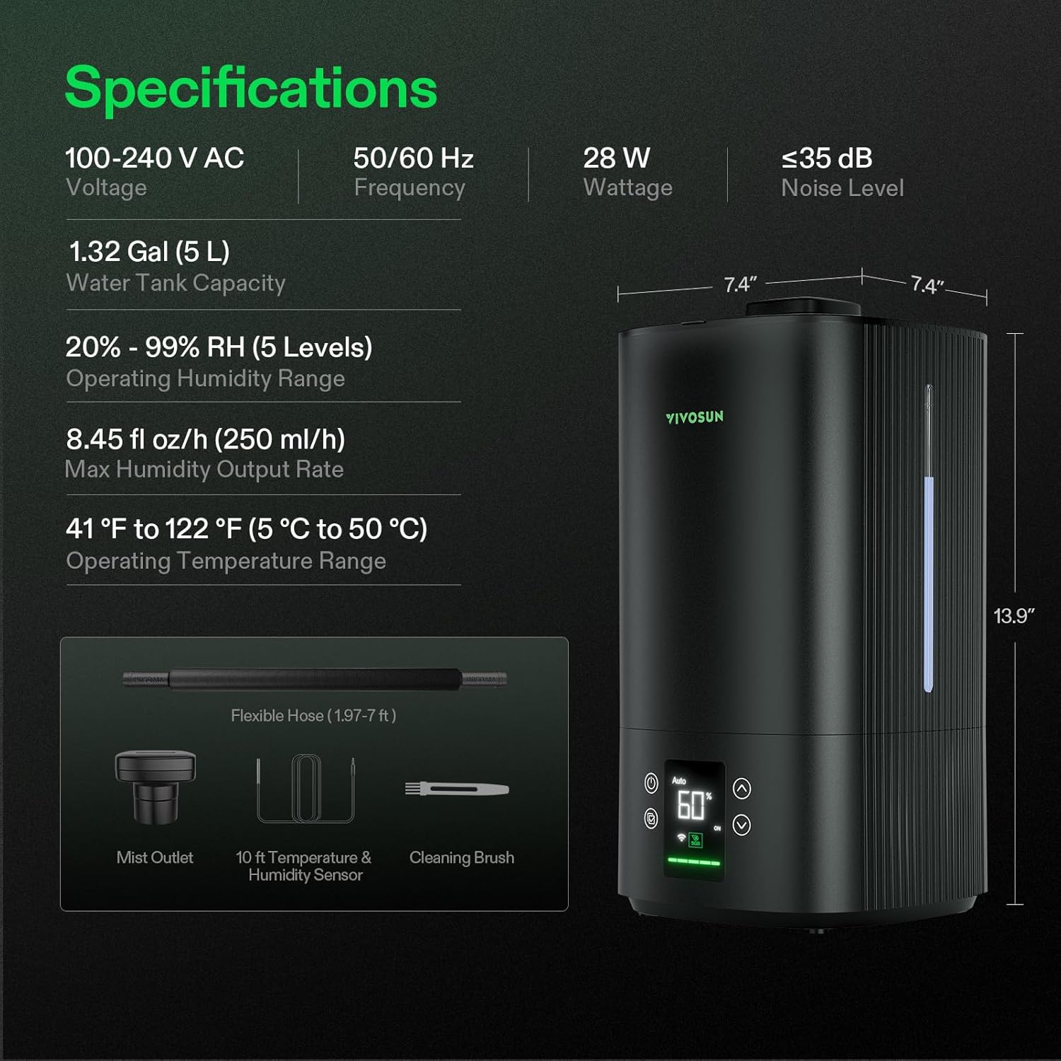 VIVOSUN AeroStream H05 Intelligent Wi-Fi Humidifier