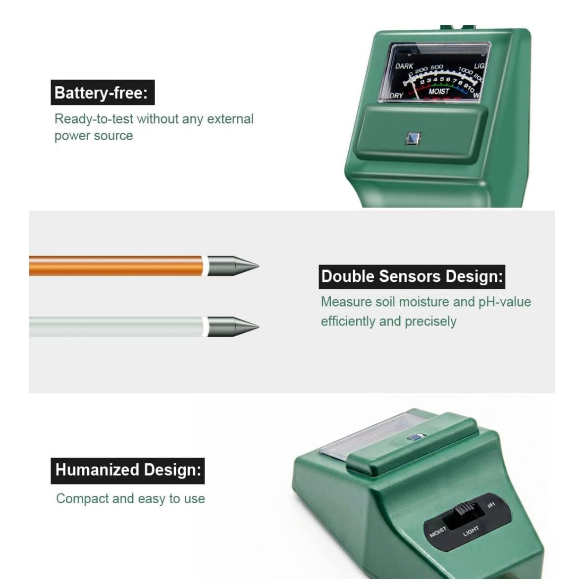 Soil pH Meter & Moisture Sensor